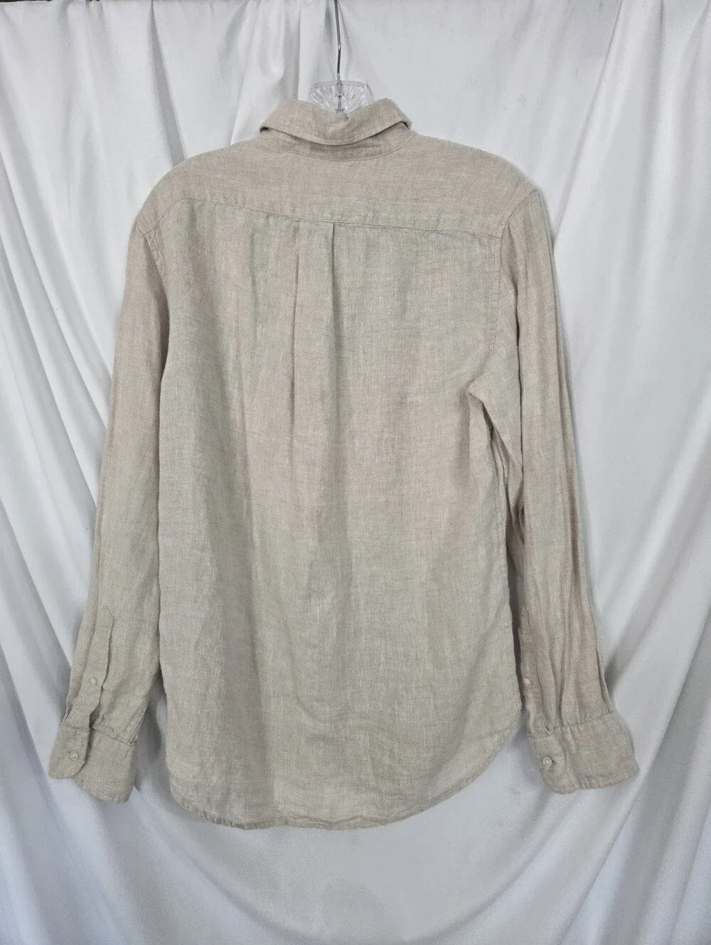 J. Crew Irish 100% Linen Button-Down Slim Fit Shirt in Light Cream Size S